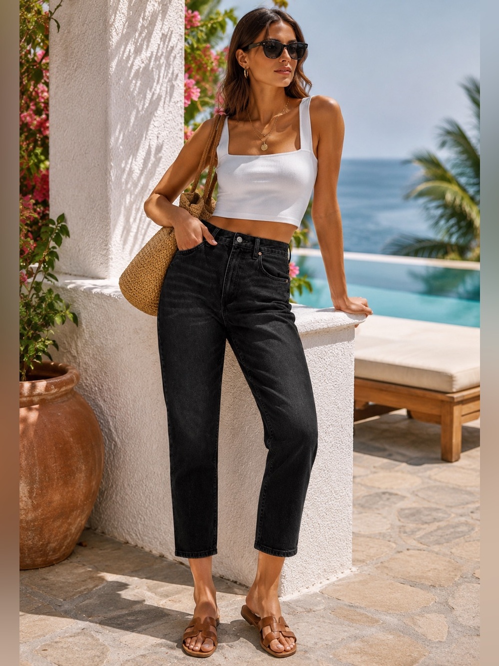 Zara Black Ankle & Cropped Mom Jeans‎